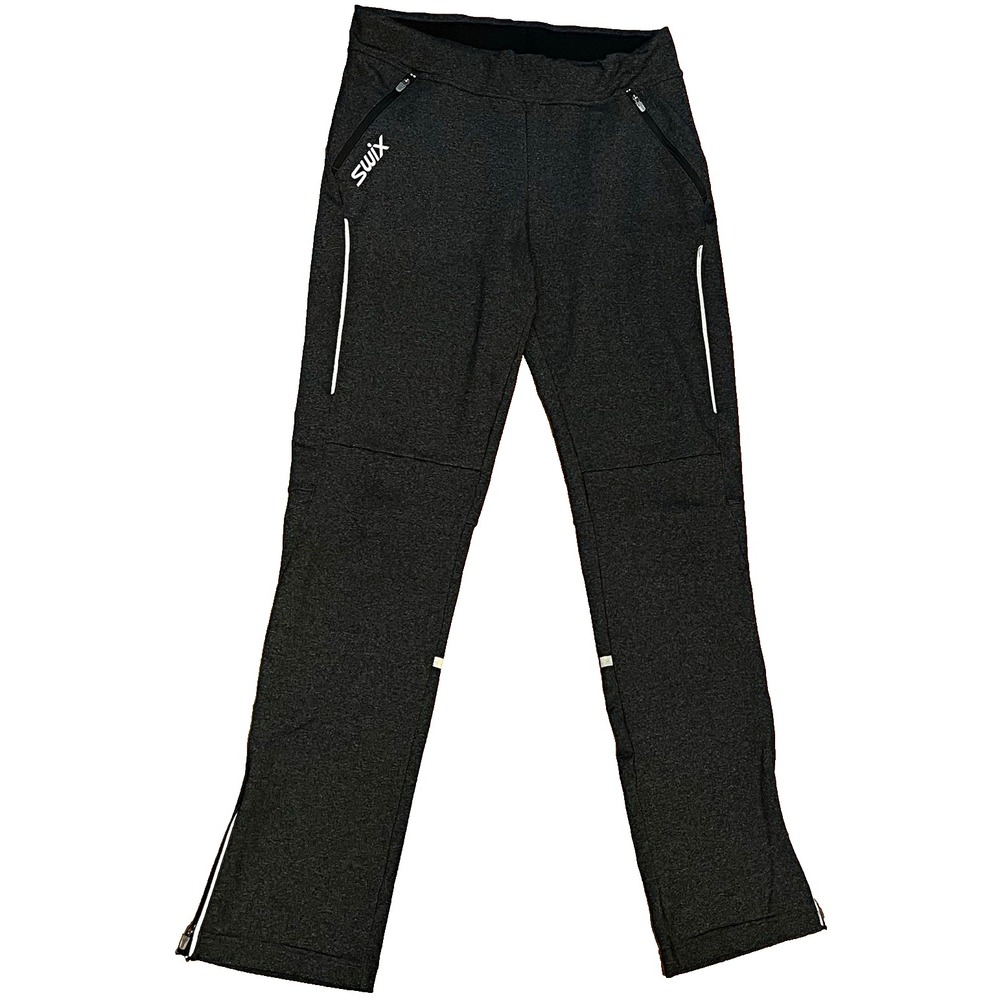 Swix Men's Large Black Fleece Running Ski Pants Reflective Zip Pockets 30”x32”